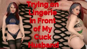 Trying on Lingerie in Front of My Cuck Husband: what should I wear when another man fucks me? Domina Andrea Rosu 4K