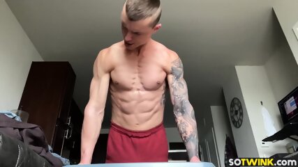 Stud Hoss Kado works out and masturbates solo hardcore on camera