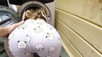 Sexy Babe Stuck in the Washing Machine and Fucked