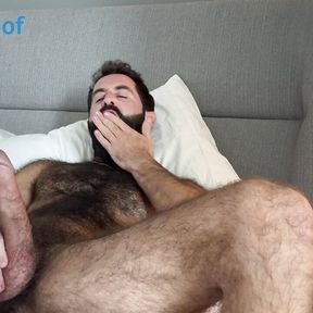 Straight guy jerking hairy cock