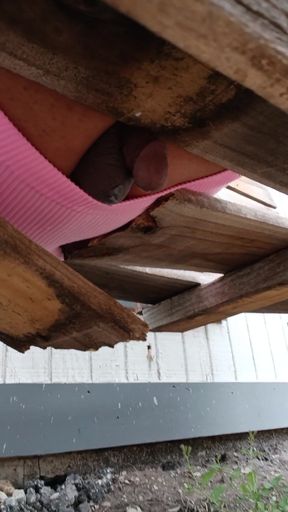 Stunning moment from "more of my pee bench outside"