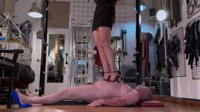 Red and Black Heels With the Belgian Tramplee