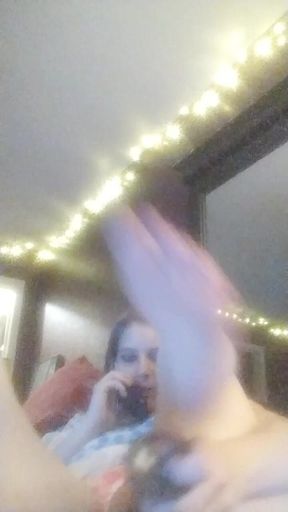 Harley Sux Rubber Dildo While on Phone with Her Friend