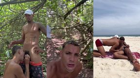 negao dotado de 23cm e flagrado empurrando a pika no novinho twink branquinho na pra praia sem camisinha - completo