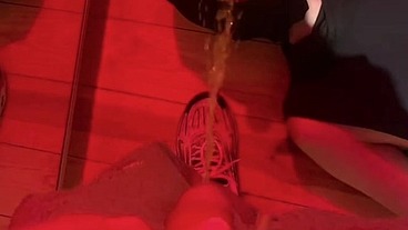 Amateur boys pissing - peeing in a glass held in my young flatmate's mouth