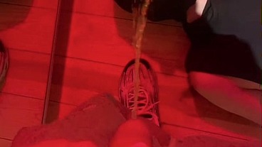 Amateur boys pissing in a glass held in my young flatmate's mouth