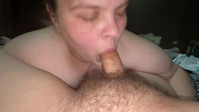 Slut Wife Sucking Hairy Dick &eatting Mouth Full of Cum