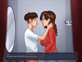 Summertime saga: stepmom kisses her stepson in the common room ep 40