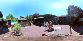 3-Way Porn - VR Group Orgy by the Pool in Public 360