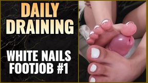 Footjob Cumshot POV - White Pedicure White Toenails - Slow Motion Cum Shot Replay - (DAILY DRAINING #1)