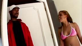 ”Carwashing ebony teen muff bounces on shaft”