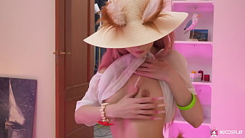 Naked hot slut Baby Doll fucks with a dildo front of the camera.