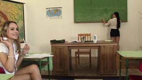 Tiffany Doll,Gina Gerson and Leyla Black in lesbian activities in the classroom