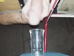 Milking A Weeks Worth Of Cum Into A Shotglass, Huge Load!