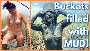 Muck Bucket Mania - Nude Solo Play in Stinky Swamp Mud
