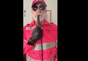 Stepdad Smoking His Pipe in Hi Viz Gear