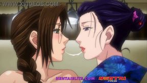 Lesbian hentai action with massive breasts and big backside