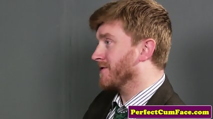 Facialized UK nun sucks a fat cock