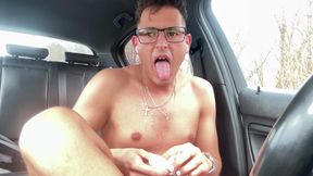 Hot Feet of Cute German Twink - White Lacquer Nails in the Car, Private POV Experience.