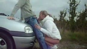 Amateur blonde slut provided my buddy with a solid BJ right outdoors