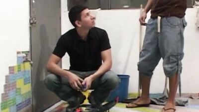 Crossdressing twink in sexy lingerie bends over for hard pounding