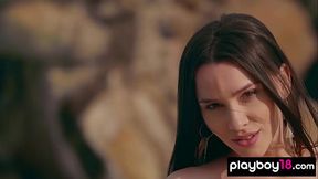 Petite Ukrainian teen Adel Morel teases with her perfect body