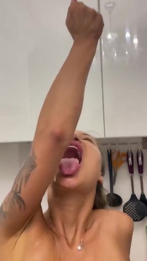 Jaw-dropping moment from &quot;Naked Monika Fox Makes Orange Juice &amp; Squeezes Juice On Herself&quot;