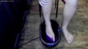 solo barefeet pov dipping into paraffin wax