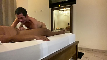 Slim Twink Sucks & Rides Hairy Chubby Black Bear’s Fat Cock Raw
