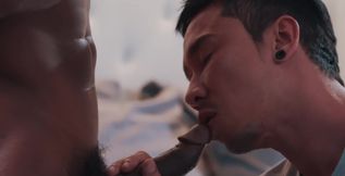 Muscular Asian lover fulfills his gay desires with BBC in the ass