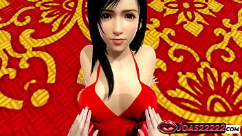 Tifa Lockhart In Red Short Dress Explode Big Cock Using Her Big Tits As Masturbator 3D Honey Select 2 Animation