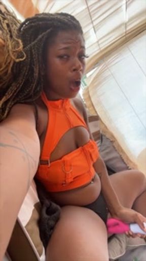 SC Literaryvixe Creamy Ebony Pussy Play in Public on a Rainy Day w/Dani Doomsday