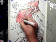 She Sucked The Soul Outta My Nuts for a Gigantic Load w/ Xray Vision - Drawing Timelapse by Drenched