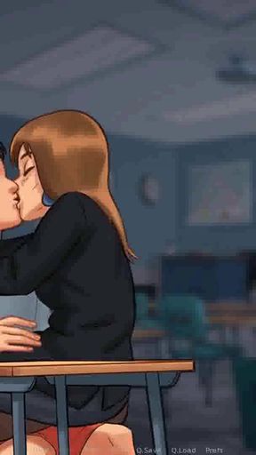 Stunning moment from &quot;Summertime Saga: French MILF Professor Kisses Her Student On His Chair-Ep 85&quot;