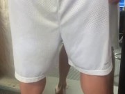 Jerking off in mirror.