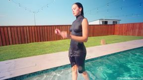 Jenny Soaks Her Sexy Wool Dress