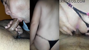 Macho gostoso veio me visitar durante a transa coloquei uma calcinha de renda ele chupou meu cuzinho e volto a meter