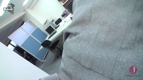 Beautiful Japanese sucks boss cock and get cum mouthed in the office