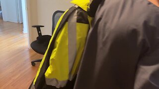 April 2023: breathing and controlling in my purple hiviz vest, pvc faceshield, and mechanics coveralls.