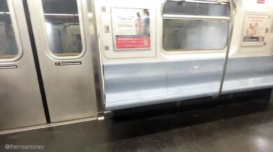 Miia Monroe Risky NYC Subway Blowjob Gushing Cumshot