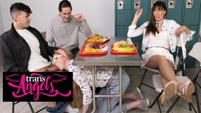Janelle Fennec Goes Under The Table &amp; Sucks Her Friends Dick After Eating Lunch