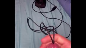 Teen inserts 30inch cord in urethra