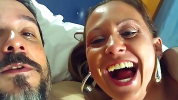 After giving a blowjob to her lover, Brazilian milf had hardcore sex with him, all night long