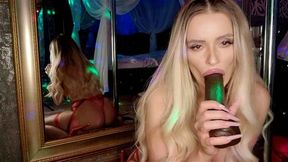 Sucking both black and white cock