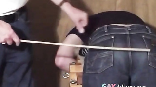 Caned over tight jeans Daddy boy 5