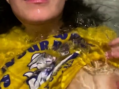 Sexy teen brunette masturbating closeup