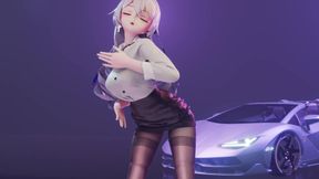 Excuse Me; Genshin Impact; Bronya; Office Lady Uniform; Pencil Skirt; Crotchless Black Stockings; Erotic Tattoos