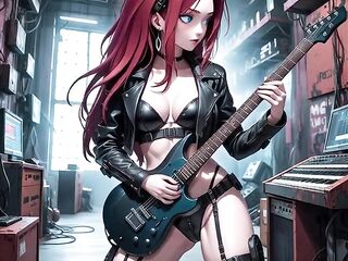 Hot Comics Redhead Plays Metal Guitar AI Music Movie
