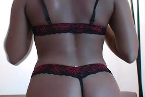 Exotic German ebony loves eating warm cum from a hard white cock