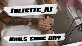 Juliette_RJ on a Feet Care Day Part 2 - NATURAL NAILS - FRENCH TIPS NAILS - PEDICURE DAY - NAILS CARE - FOOT CARE - CARE DAY - FEET SCRUB - FOOT MASSAGE - NATURAL NAILS - PAITING FEET TOES - FOOT FETISH